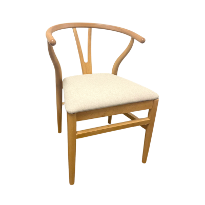 Wishbone Chair-Natural with Linen Seat